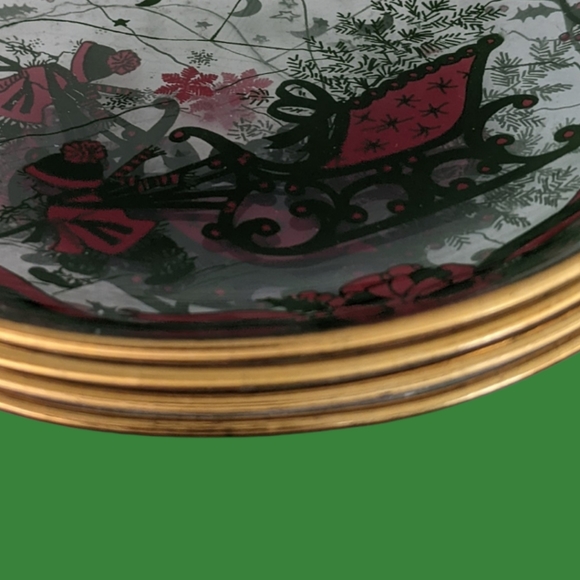 Vintage Fisher Christmas 16cm clear Glass plates. Set of 4 - Picture 4 of 9